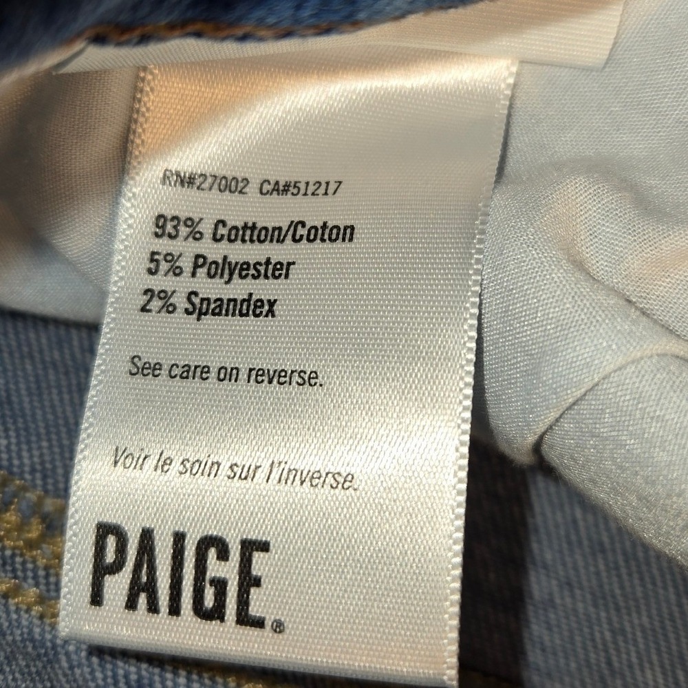Paige Womens Size 31 Straight Leg Jeans Medium Wash Raw Hem Stretch Denim - Picture 6 of 10